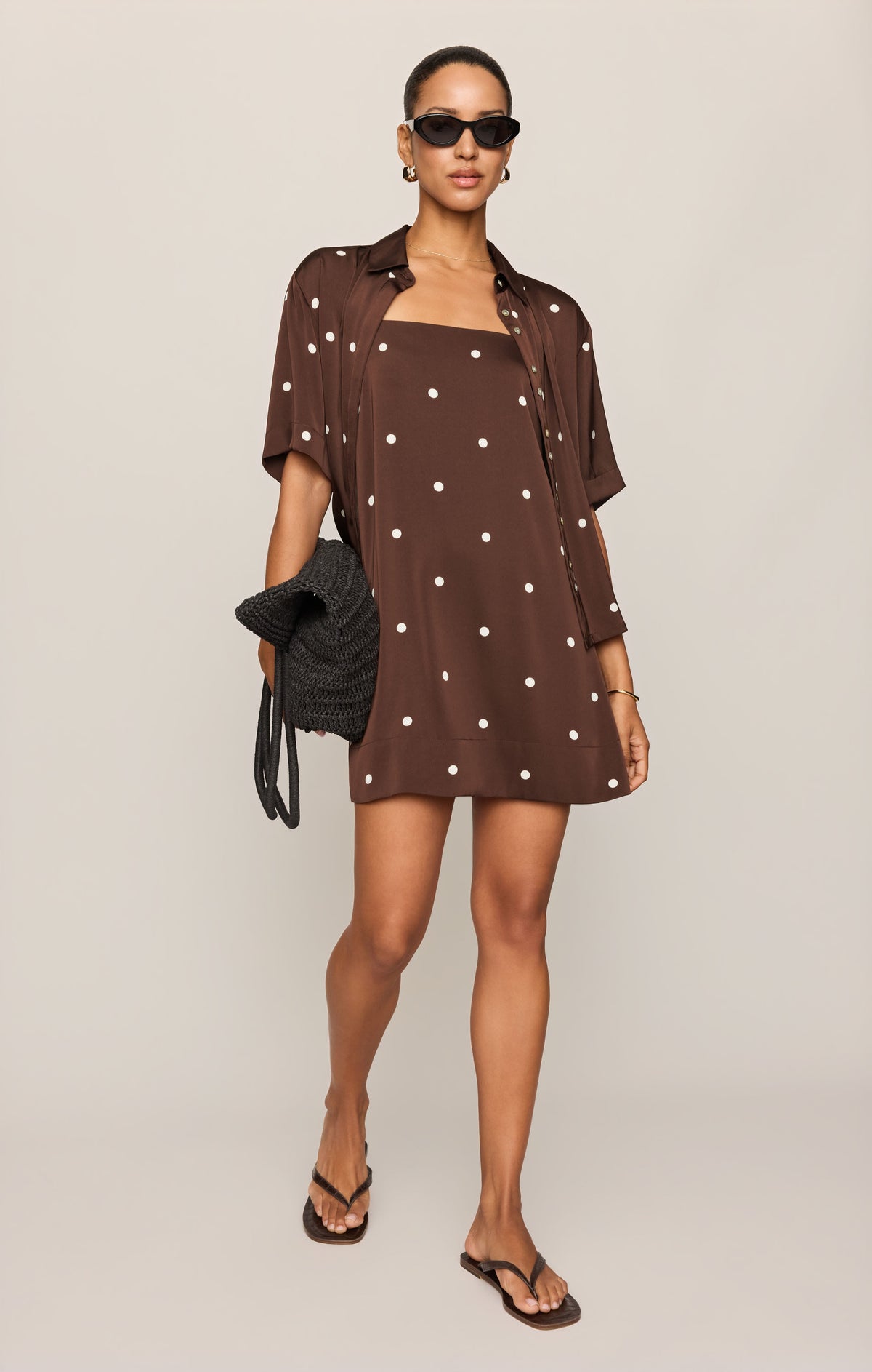 Maude Satin Dot Mini Dress
