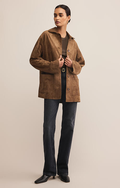 Decker Faux Suede Chore Coat