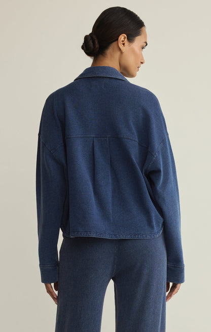 All Day Cropped Knit Denim Jacket