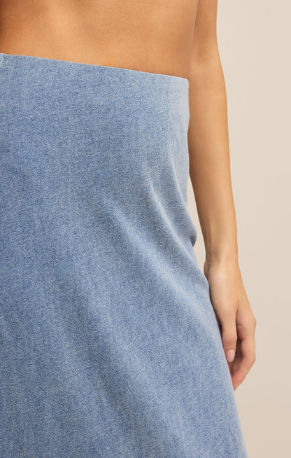 Gail Jersey Denim Midi Skirt