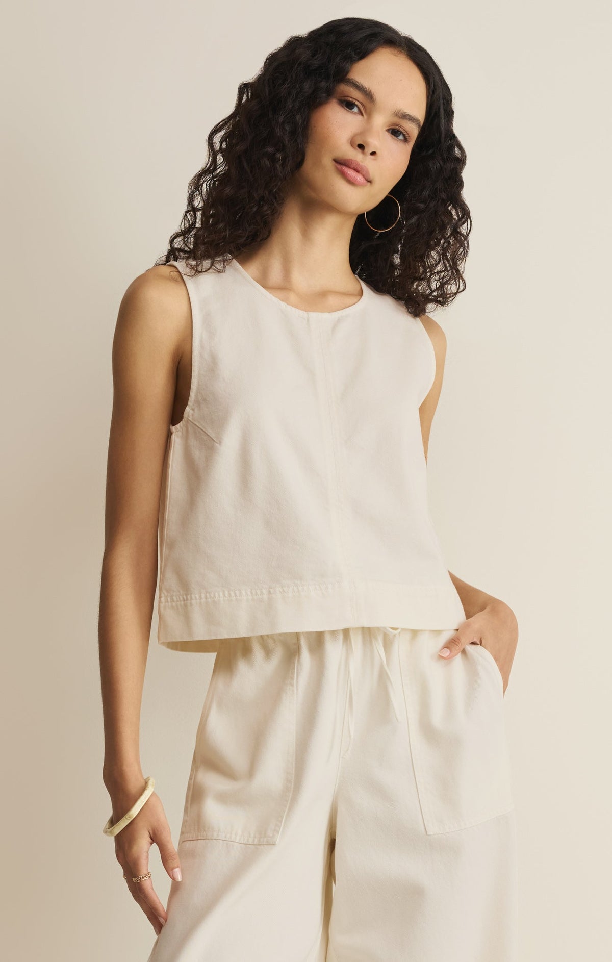 Sun Seeker Twill Cropped Tank