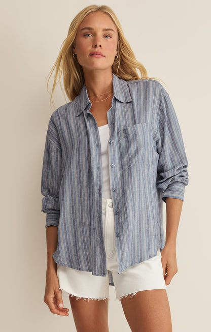 The Perfect Striped Linen Button Up