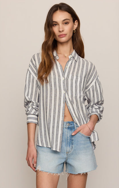 The Perfect Striped Linen Button Up